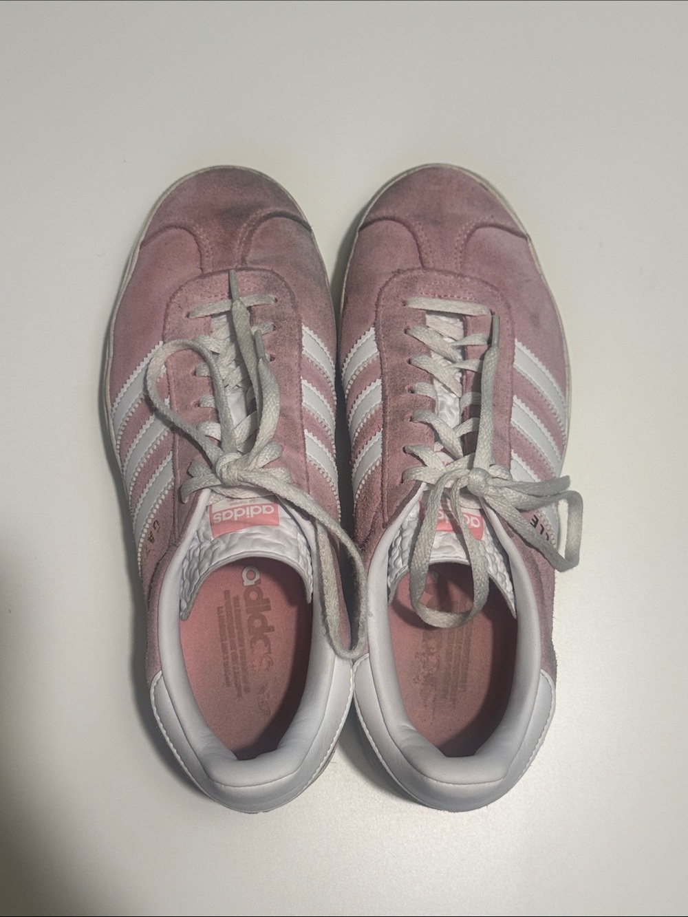 adidas Gazelle Platform Sneakers in Pink and White